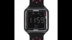 How to set time, on armitron watch: Digital Chronograph Square dial with Black Resin Strap & Red