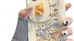 iFiLOVE for iPhone 15 Pro Winnie The Pooh Case with Sliding Camera Protection, Girls Kids Boys Cute Cartoon Bear Piglet Bling Flowing Liquid Quicksand Glitter Case Cover for iPhone 15 Pro