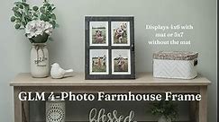 GLM 5x7 Picture Frame Collage with 4 Photos - Display Your Favorite Memories in Our Farmhouse Picture Frames - Modern Farmhouse Wall Decor That Fits Any 4x6 or 5x7 Photo in Your Collage Picture Frames (Black)