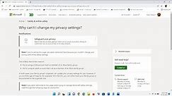 Can't Access Microsoft/Xbox Account's Privacy Settings Due To Link Error