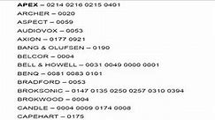 What are the codes for a One For All universal remote | One For All Universal Remote Control codes