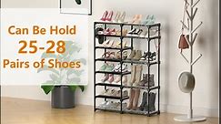 TIMEBAL 8-Tier Shoe Rack Storage Organizer 25-28 Pairs Shoes and Boots Shelf Organizer, Removable & Dust Large Shoe Rack, Stackable Shoe Rack for Boot & Shoe Storage