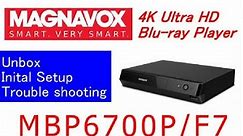 Unboxing, initial set up, and trouble shooting for Magnavox 4K Ultra HD Blu-ray player MBP6700P/F7