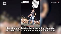 Tim McGraw falls off stage during concert, uses moment to bond with fans