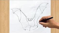 Bat Drawing Tutorial | How to Draw a Cute Bat Easy Outline Step by Step