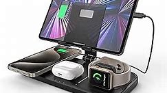 Wireless Charger 4 in 1 for Apple Charging Station for iPhone 15 Pro Max/14/13 Series, AirPods Pro 2, iPad Stand, Watch Charger for iWatch Series 9/8/7, Wireless Charging Station for Multiple Devices