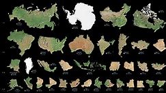 Visualizing the True Size of Land Masses from Largest to Smallest
