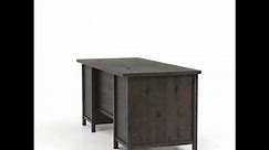SAUDER 66 in. Rectangular Coffee Oak 7 Drawer Executive Desk with File Storage 422976