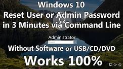 2024 Reset Windows 10 Password without Software or Bootable Media using only Command Line