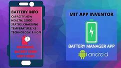 Create Battery Manager App || MIT App Inventor || Extensions || By Krishna Raghavendran