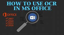 How to use OCR in Microsoft Office (2007-2016)