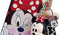 iFiLOVE for iPhone 13 Pro Max Minnie Mouse Case with Charm Pendant Strap, Girls Boys Women Kids Cute Cartoon Character Wristband Bracelet Slim Soft Protective Case Cover for iPhone 13 Pro Max (Red)
