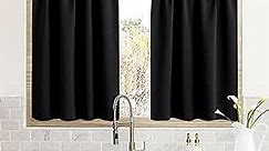 RYB HOME RV Camper Door Window Curtains -Blackout Privacy Curtains & Drapes for Bathroom Bedroom Kitchen Portable Travel Trailer Small Window Decor, W 34 x L 24, Black, 2 Panels