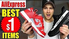 I Bought THE BEST $1 Items On AliExpress!! (YEEZYS, TECH, OFF WHITE NIKE SB DUNK review Etc.)
