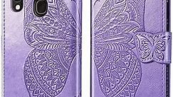 NKECXKJ Design for Samsung Galaxy A10E/A20E Wallet Phone Case with Leather Flip Folio Protective Cover Card Holder Slot Stand Kickstand for Glaxay A 10e 10ae S102DL 20e 20ae Women Girls Purple