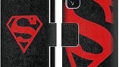 Head Case Designs Officially Licensed Superman DC Comics Black and Red Logos Leather Book Wallet Case Cover Compatible with Samsung Galaxy S20 FE / 5G