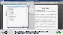 How to create a compliant print ready PDF file from Microsoft Word 2010