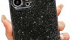 LIFCIUSO Compatible with iPhone 14 Pro Case 6.1 inch, Cute Neon Bling Glitter Luxury Slim Shockproof Silicone Sparkly Phone Case for Women Girls Protection Cover (Black)