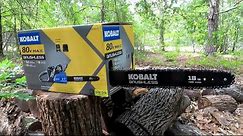 80v Kobalt Battery Powered Chainsaw! Unboxing, Testing, and Review.