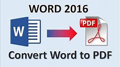 Word 2016 - Convert Document to PDF - How to Change Make Turn Save as a Microsoft Office File in MS
