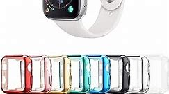 Tranesca 38mm Case Compatible with Apple Watch - Screen Protector with Built-in HD Clear Ultra Thin TPU Cover for Watch Series 2 and Series 3 (Clear+Black+Gold+Rose Gold+Red+Blue+Green+Silver)