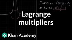 Lagrange multipliers, using tangency to solve constrained optimization