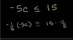 One-step inequalities: -5c ≤ 15
