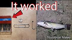 How to make hook out of paper clip caught fish