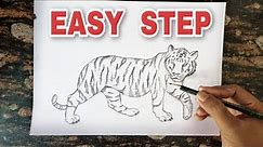 How to draw Tiger Step by step || Tiger Pencil Drawing