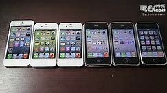 【iPhone六兄弟对比!!】 5 vs 4S vs 4 vs 3GS vs 3G vs 2G!3G高端黑。。。4S完爆啊!!