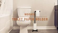 MOOACE Toilet Paper Holder Stand, Industrial Free Standing Bathroom Tissue Paper Roll Dispenser, Black