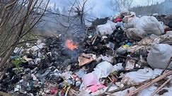 Ukraine, Mukachevo, April 7, 2024: local residents of the Carpathians do not have access to waste recycling and burn it outside the city, or throw it into the river, which is very bad for the environm