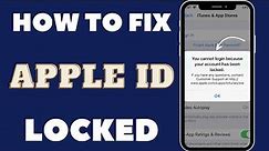 Apple ID Locked How To Unlock | You Cannot Login Because Your Account Has Been Locked