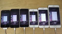 iOS 8.1.2  Apple iPhone 6 Plus vs. 6 vs. 5S vs. 5C vs. 5 vs. 4S - Which Is Faster  (4K)