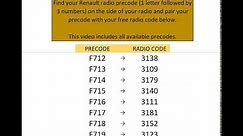 Free Renault Radio Codes (Unified)