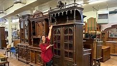 Monumental Antique Renaissance Bookcase with Jester Figures | EuroLuxHome.com