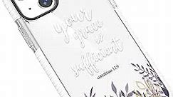 Clear Case Compatible with iPhone 13 (6.1 inch),Girls Women Bible Verses Quotes Your Grace is Sufficient Cute Purple Leaves Floral Soft Protective Shockproof Case for iPhone 13