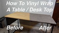 How To Vinyl Wrap A Desk | Table Top -- Resurface / Reface with Vvivid Concrete Vinyl Wrap