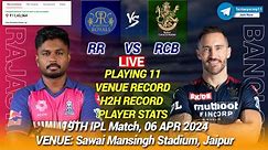 🔴LIVE RR vs RCB Live Prediction| RAJ vs BAN | Rajasthan vs Bengaluru 19TH IPL LIVE