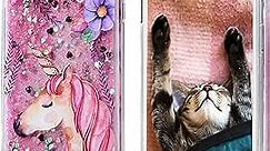 iPhone 6s Plus Case, iPhone 6 Plus Case, Mavis's Diary Emboss Printed Colorful Pattern Clear Quicksand Cover Moving Liquid Stars Sequins Flowing Floating Hard PC Back TPU Frame Slim Shell Unicorn