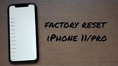 Factory Reset iPhone 11/pro/max