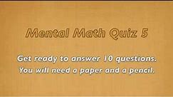 Mental Math Quiz 5 - Grades 2 and 3 Math - Numeracy Skills - Sparkles Online School