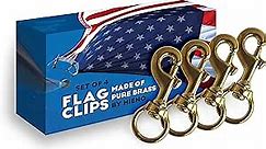 Flag Clips for Rope 4-Pack - Durable 3.2” Bronze Brass Snap Clip with Swivel Eyelet - Best for Flag Poles with Halyard Rope - 4 PCS Flag Pole Clips by Hieno Supplies - Flag Rope Clips for Flagpole