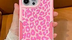 for iPhone 15 Pro Max Case Pink Leopard Cheetah Print, Heavy Duty Tough Rugged Full Body Protection Shockproof Protective Women Girls Case for iPhone 15 Pro Max 6.7'' 2023