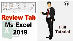 Review Tab in MS Excel 2019 || Protect sheet and Share workbook and Allow Edit Range & Hide Ink
