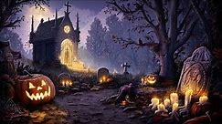 Haunted Graveyard Halloween Ambience with Spooky and Relaxing Sounds