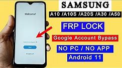 Samsung A10,A10S,A20S,A30,A50 FRP Bypass Android 11 | Google Account Unlock/FRP Unlock Without PC