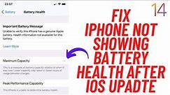 How To Fix iPhone Battery Health Not Showing After New iOS Update ! New 2021
