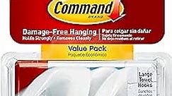 Command Bath Large Towel Hook Value Pack, Clear Frosted, 3-Large Hooks, 3-Water-Resistant Strips, Organize Damage-Free