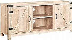 Walker Edison Georgetown Modern Farmhouse Double Barn Door TV Stand for TVs up to 65 Inches, 58 Inch, White Oak
